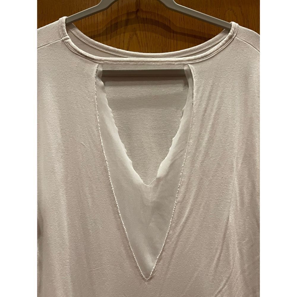 Daytrip top, size large, cream with v shaped mesh/ cutout back